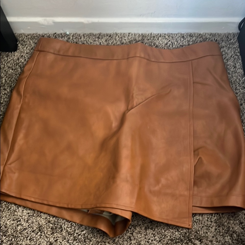 Brown Leather Skort